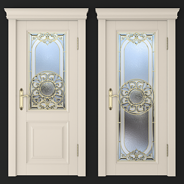 Stained Glass Door Set 3D model image 1 