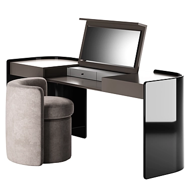 Sleek Makeup Vanity Set & Ottoman 3D model image 1 