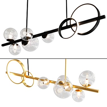 Minimalist Iron & Glass Chandelier 3D model image 1 