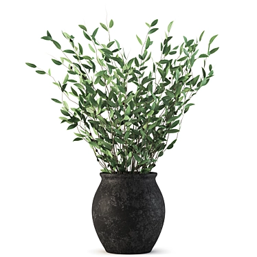 Artisan Olive Plants Decor Jar 3D model image 1 