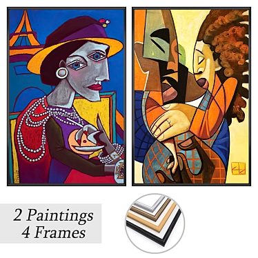 Artwork Set with Multiple Frames 3D model image 1 