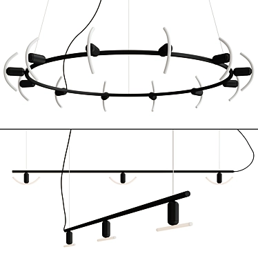 Contemporary Beem Black Chandelier Collection 3D model image 1 