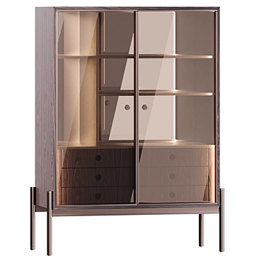 Rosewood Superquadra Display Cabinet 3D model image 1 