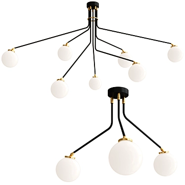 Elegant Opal Pendant Lamps Array 3D model image 1 