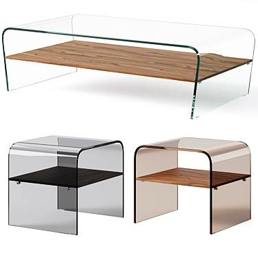 Sleek Modern Coffee Table Set 3D model image 1 