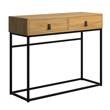 Metal Wood Console Table Set 3D model image 1 