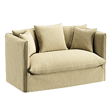 French Linen Beige Sofa Cover 3D model image 1 