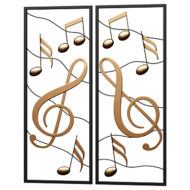 Musical Dual Golden & Black Frames 3D model image 1 