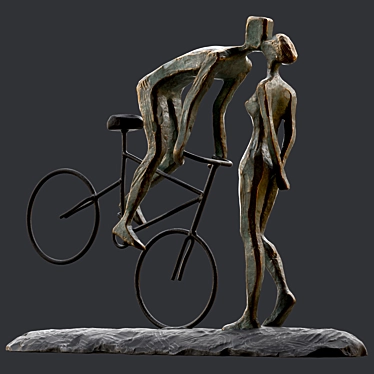 Romantic Cyclist Handmade Statue Art 3D model image 1 