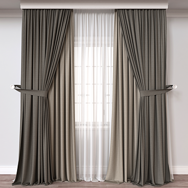 Elegant Curtain A234 with Versatile Export Options 3D model image 1 