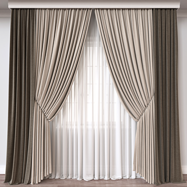 Modern 3D Curtain Model Formats 3D model image 1 