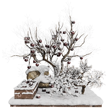 Winter Pomegranate Tree Set 3D model image 1 