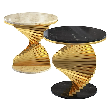 Modern Black Gold Marble Side Table 3D model image 1 