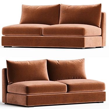 Sleek Winona Armless Sofa 3D model image 1 