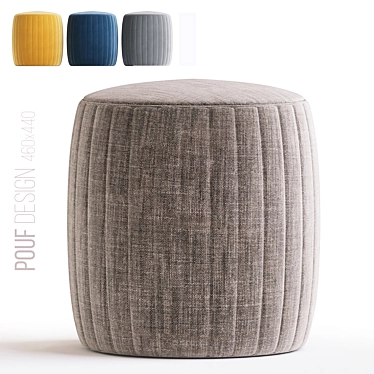 Elegant Velvet Pouf Ottoman 3D model image 1 