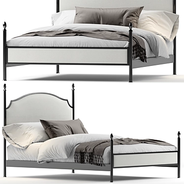 Elegant Sinead Metal Queen Bed 3D model image 1 