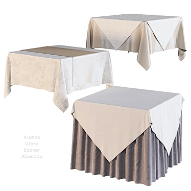 Square Tablecloth in Cotton Silk & Velvet 3D model image 1 