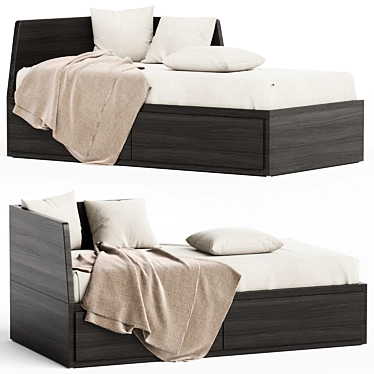  Flekke Daybed with Drawers and Mattresses 3D model image 1 