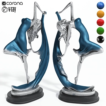 Colorful Pretty Dancer Woman Statue 3D model image 1 