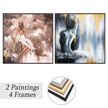 Mixed Art Set & Frames 3D model image 1 