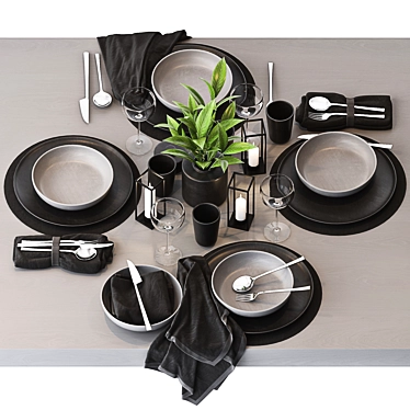  Elegant Table Setting Collection 3D model image 1 