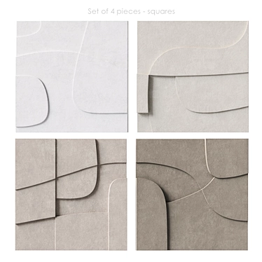  Textured Relief Square Art Set 3D model image 1 