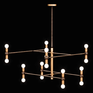 English Bronze Plano Chandelier 3D model image 1 