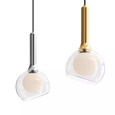 Glass Dome Pendant Light Gold 3D model image 1 