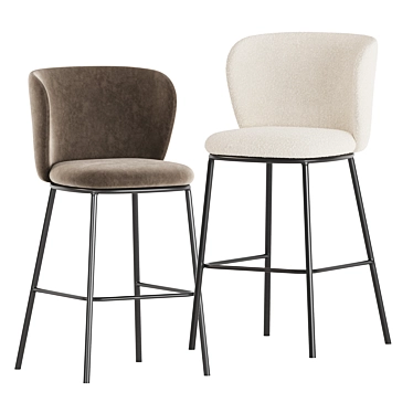 Ciselia Light Grey Fabric Bar Stool 3D model image 1 