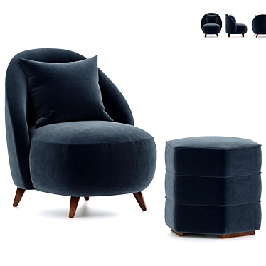 Modern Henri Armchair & Lyla Footstool 3D model image 1 