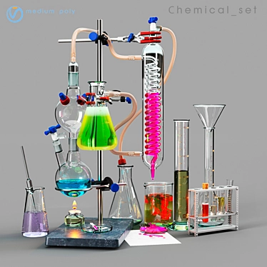 Chemistry Lab Glassware Set 3D model image 1 