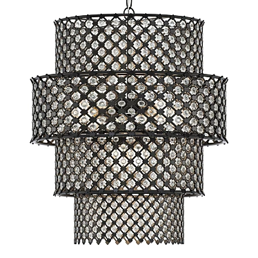 Elegant Antique Black Crystal Chandelier 3D model image 1 