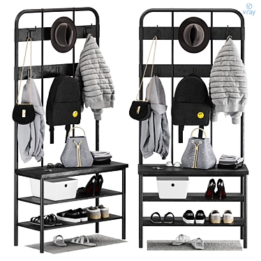 IKEA PINNIG Coat Rack Organizer 3D model image 1 