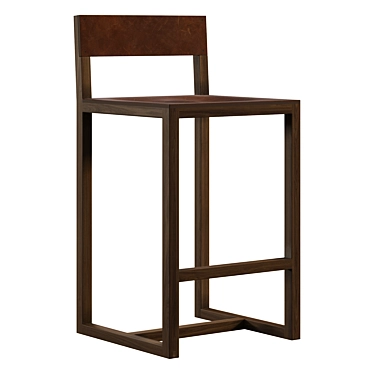 Rustic Leather Square Guest Stool 3D model image 1 