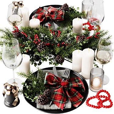  Festive Christmas Table Setting 3D model image 1 