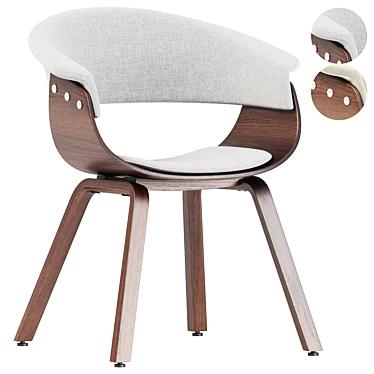 Modern Walnut Wood Dining Chair 3D model image 1 