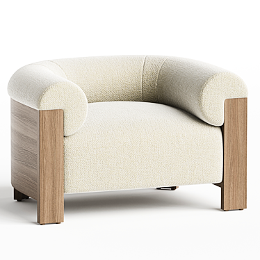 Eldon Walnut Boucle Armchair Chic 3D model image 1 