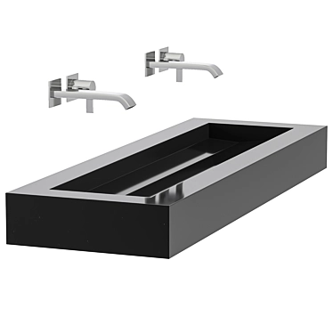 Elegant Corian Double Sink Vanity 3D model image 1 