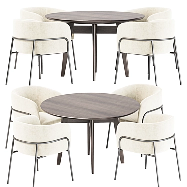 Contemporary Dining Set - Laika Chair & Abrey Table 3D model image 1 