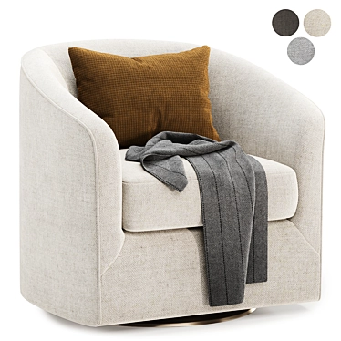 Elegant Swivel Barrel Chair - 3 Color Options 3D model image 1 