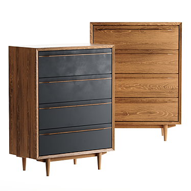 Bruni 4-Drawer Wood Dresser 3D model image 1 