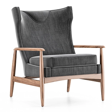 Mid-Century Modern Wing Chair 3D model image 1 