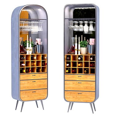  Premium Alcohol Cabinet Set 3D model image 1 