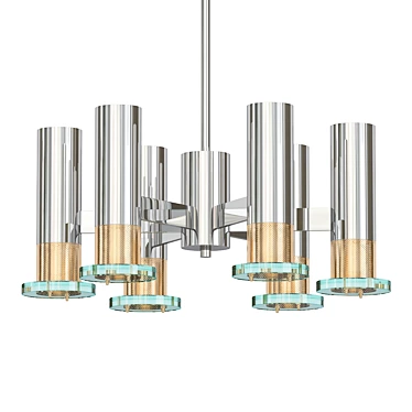 Mid-Century Glass Chrome Chandelier 3D model image 1 