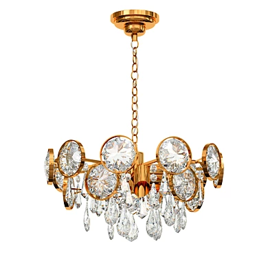 1960s Palwa Crystal Brass Chandelier 3D model image 1 