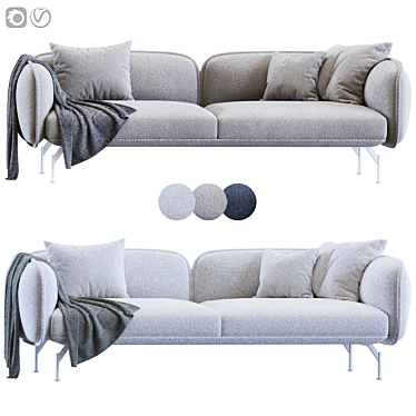 Contemporary Fabric 3-Seater Sofa 3D model image 1 