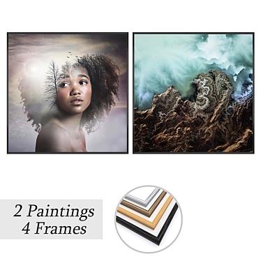 Artwork Set with Multiple Frames 3D model image 1 