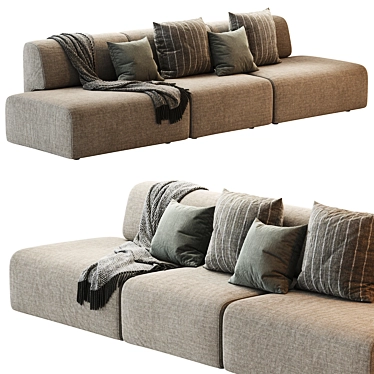 Sancal DUO Sofa: Modern 3-Piece 3D model image 1 