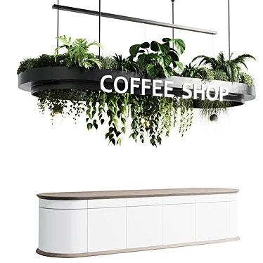 Modern Cafe Counter Plant Decor 3D model image 1 