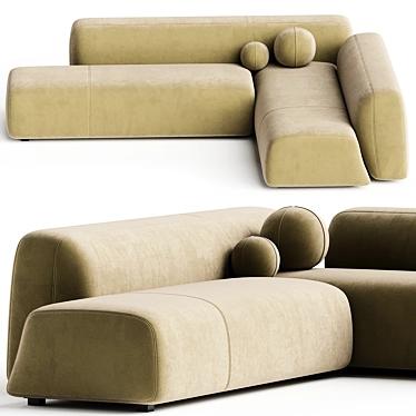 Modern Modular Suiseki Sofa Set 3D model image 1 